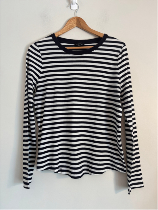 COS Tops - COS Long Sleeve Striped Tee Size S Navy and White Minimalist Preppy Nautical
